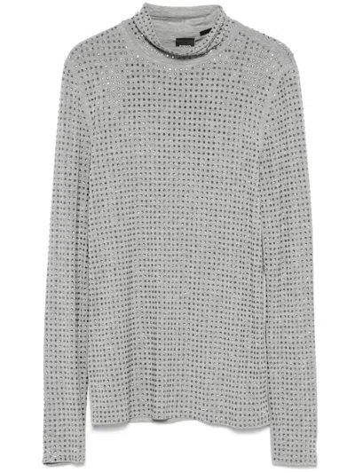 Pinko Rhinestone-embellished Top In Grey
