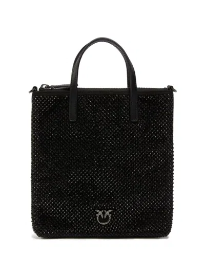 Pinko Rhinestone-embellished Tote Bag In Black