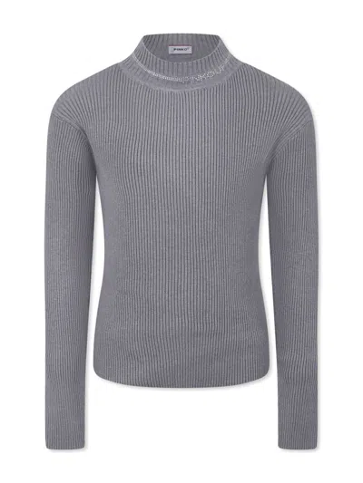 Pinko Kids' Rhinestone-logo Sweater In Grau