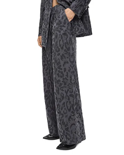 Pinko Rhinestone Pattern Straight Leg Pants In Gray
