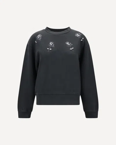 Pinko Rhinestone Sweatshirt In Black