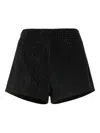 Pinko Fully Rhinestoned High-waist Shorts In Black