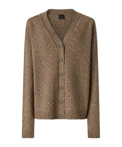 Pinko Rhinestone-embellished Cardigan In Brown