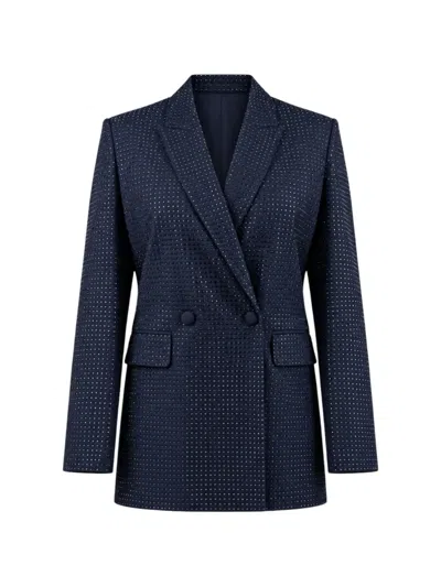Pinko Rhinestone-embellished Double-breasted Blazer In Animal Print