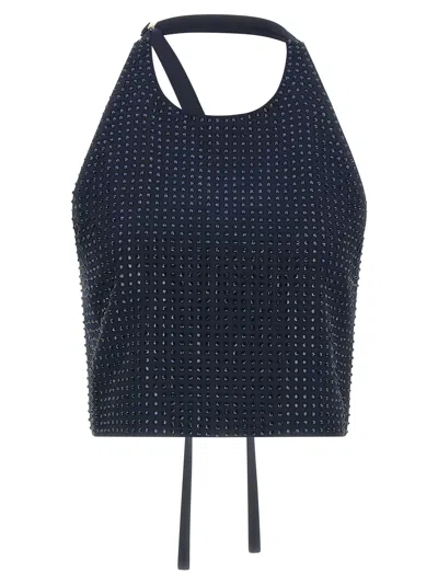 Pinko Rhinestone-embellished Tank Top In Blue