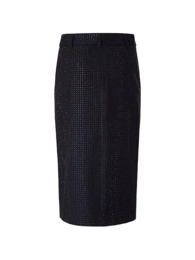 Pinko Rhinestone-embellished Wrap Midi Skirt In Black