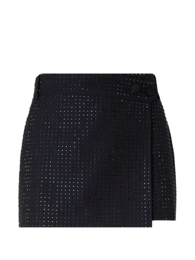 Pinko Rhinestone-embellished Wrap Skirt In Black