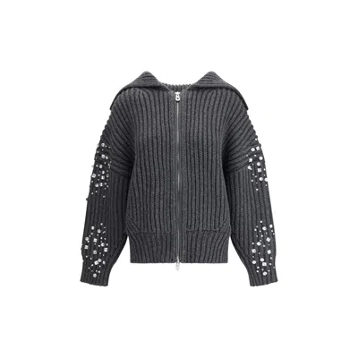 PINKO RHINESTONES WOOL CARDIGAN