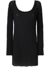 Pinko Round Neckline Knit Mini Dress In Black