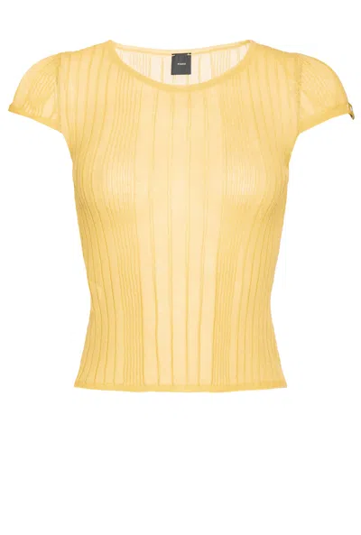Pinko Rib Knitted T-shirt In Nude