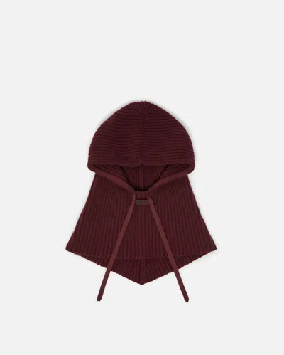 Pinko Ribbed Balaclava With Drawstring In Burgundy
