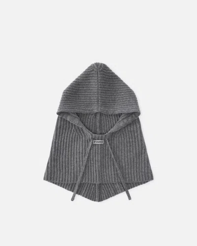 Pinko Ribbed Balaclava With Drawstring In Gray