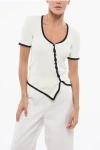 Pinko Ribbed Ballota Cardigan With Contrasting Trims