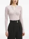 Pinko Ribbed Button Top In Pink