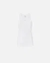 Pinko Ribbed Camisole Top With Logo In Blanc Brill.