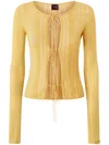 Pinko Ribbed Cardigan In Yellow