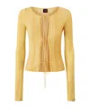 Pinko Ribbed Cardigan In Yellow