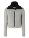 Pinko Slim-fit Jacket With Knit Collar In Gray