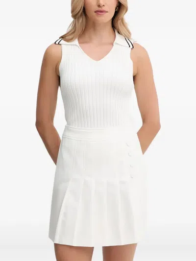 Pinko Ribbed Collared Top In White