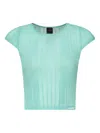Pinko Ribbed Crew-neck Knit Top In Blue