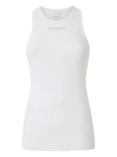 Pinko Ribbed Crew-neck Top In White