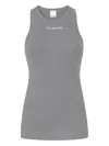 Pinko Ribbed Knit Tank Top With Logo In Gray