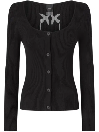 PINKO RIBBED CROPPED CARDIGAN