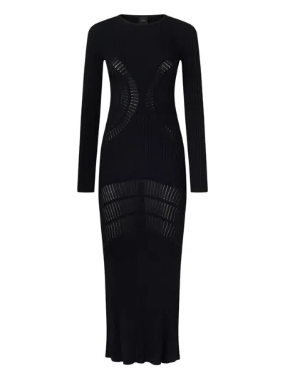 Pinko Ribbed Cut-out Maxidress In Black
