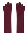 Pinko Long Wool And Cashmere-blend Gloves In Burgundy