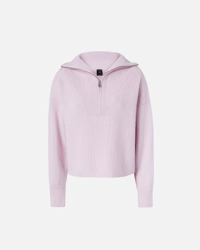 Pinko Ribbed Jumper With Zip Neck In Smoky Pink