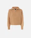 Pinko Ribbed Wool And Cashmere Sweater In Tannin Beige
