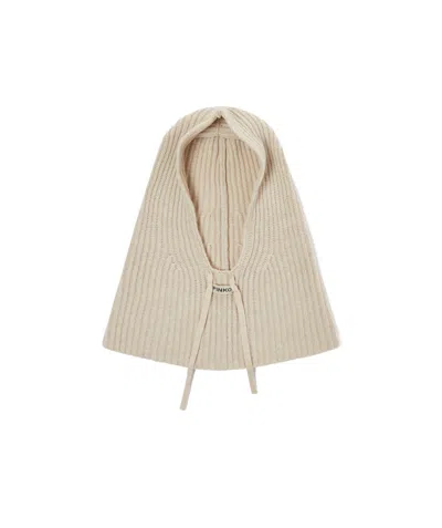 Pinko Ribbed-knit Balaclava In Nude