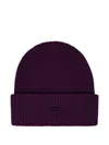 Pinko Ribbed Knit Beanie In Purple