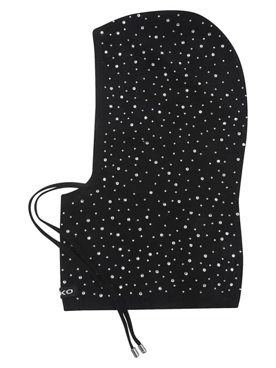 PINKO RIBBED KNIT BLACK BALACLAVA