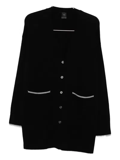 Pinko Ribbed-knit Cardigan In Black