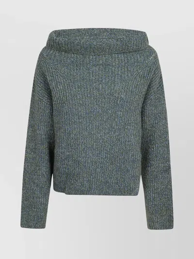 Pinko Multicolor Asymmetrical Ribbed Sweater In Green