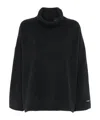 Pinko Ivory Wool-cashmere Roll Neck Sweater In Black