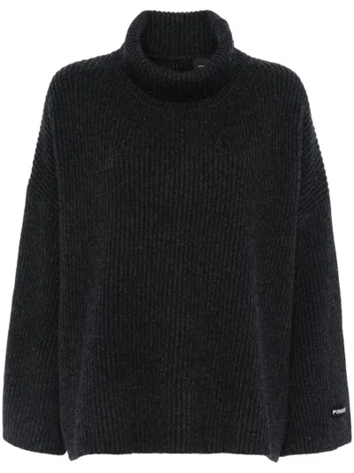 Pinko Ivory Wool-cashmere Roll Neck Sweater In Grey