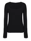 Pinko Ribbed Sweater In Wool And Cashmere In Black