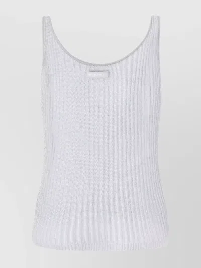 Pinko Ribbed Knit Tank Top In White