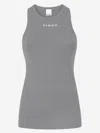 Pinko Ribbed Knit Tank Top With Logo In Gray