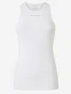 Pinko Ribbed Camisole Top With Logo In White