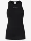 Pinko Crewneck Logo Ribbed Sleeveless Top In Black