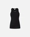 Pinko Crewneck Logo Ribbed Sleeveless Top In Limo Black
