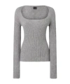 Pinko Ribbed Wool And Cashmere Sweater In Gray