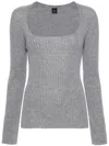 Pinko Ribbed Wool And Cashmere Sweater In Grey