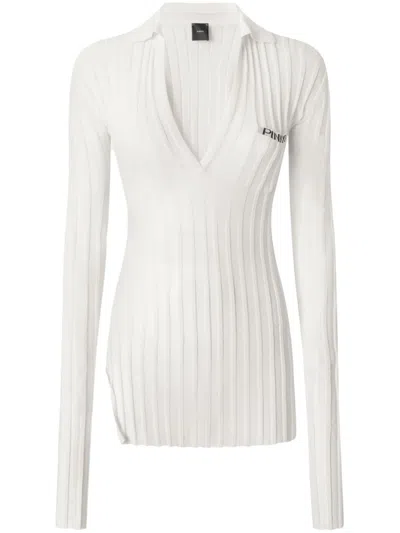 Pinko Ribbed Knit Top In White
