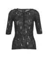 Pinko T-shirt Côtelé Léger Déchiré À Col Tunisien