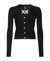 Pinko Wool Cardigan With Logo In Black