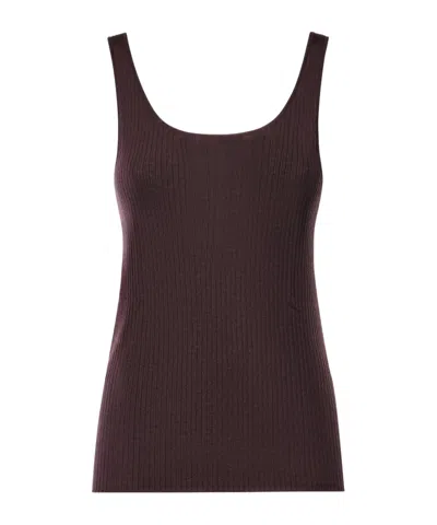 Pinko Ribbed Knit Vest In Brown